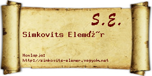 Simkovits Elemér névjegykártya